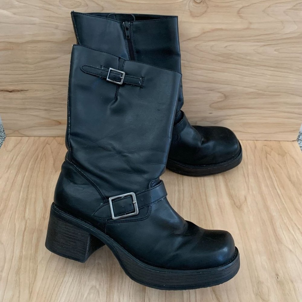Vintage Y2K Chunky Platform Faux Leather Goth Boots